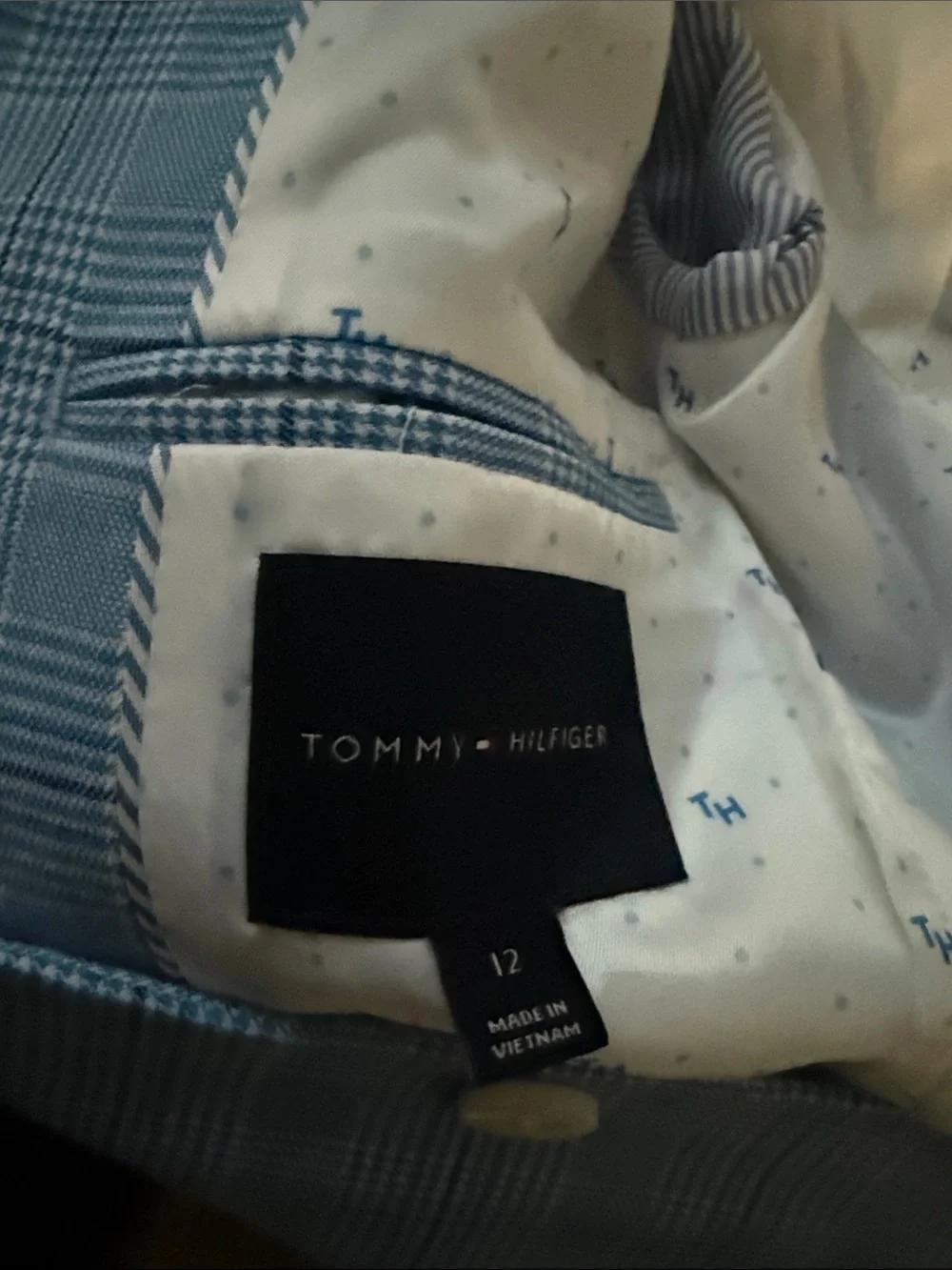 Tommy Hilfiger Blue Plaid Kids Two-Piece Suit Jacket & Pants
